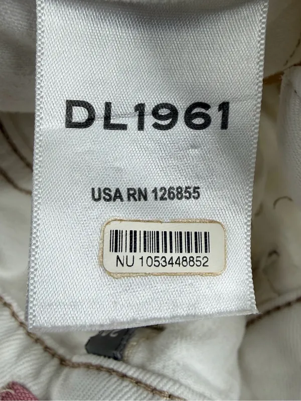 DL1961 Hepburn Cargo Jeans 24 Eggshell White High Rise Wide Leg 33" - Image 9