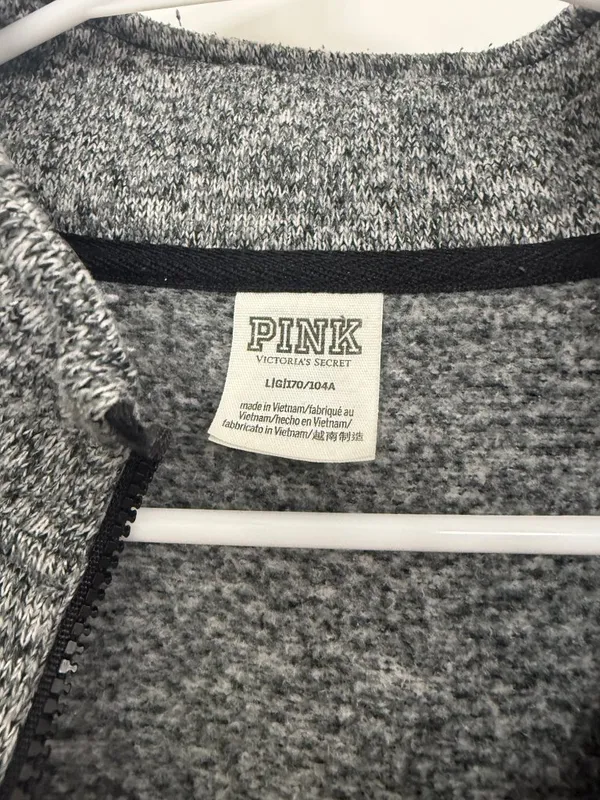 PINK Victoria’s Secret Gray Marled Quarter Zip Pullover Women’s Large - Image 4