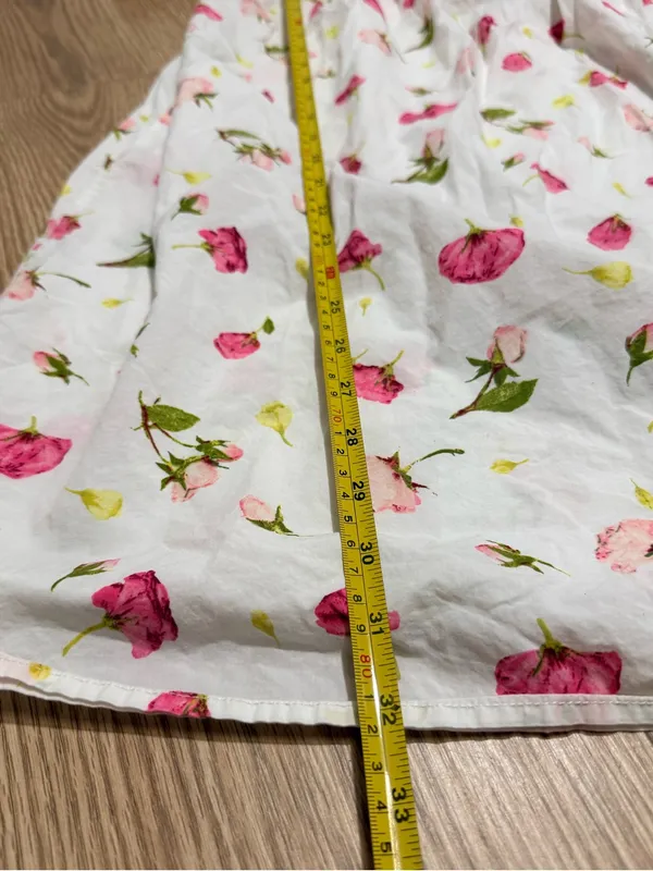 J.Crew Women's Smocked Puff Sleeve Mini Dress M White Pink Rose Floral Cotton - Image 6