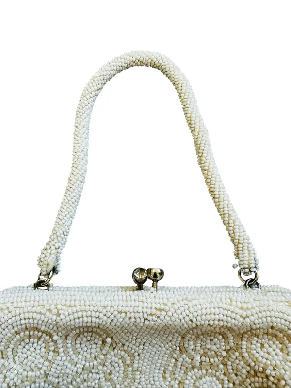 Vintage Bags By Susan Cream Glass Beaded Clutch Bag Romantic 60s Feminine - Image 2