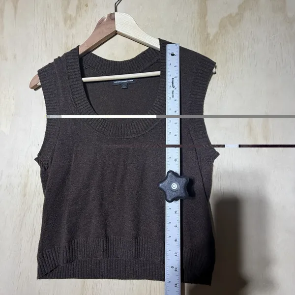 Express Design Studio Brown Sweater Vest Womens Large Wool Blend Knit Y2K Preppy - Image 5
