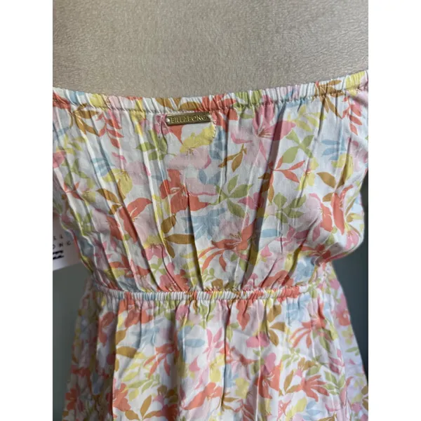 Billabong Enchant Me Floral Mini Dress Pink Yellow Blue Ruffle S resort dainty y - Image 6