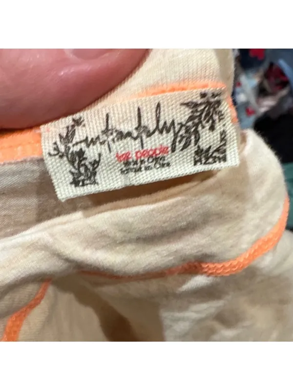 Free People Cream and Orange Pajama Set size XS - Image 4