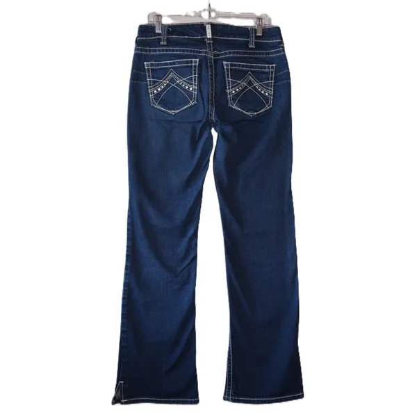 Ariat REAL Bootcut Jeans Womens 30R Dark Wash Studded Embroidered Excellent - Image 4