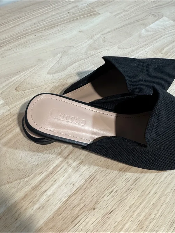 Cuccoo Womens Pointed Toe Backless Flats NWOT Black Size 9 - Image 3