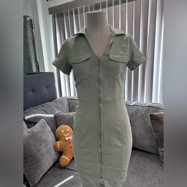 🍒🌸AMTIOUS green zip front denim dress✨ - Image 9