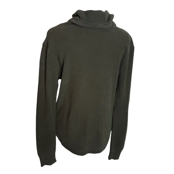 Ralph Lauren Green Waffle Knit Cowl Neck Sweater Women Size‎ M Minimalist - Image 2