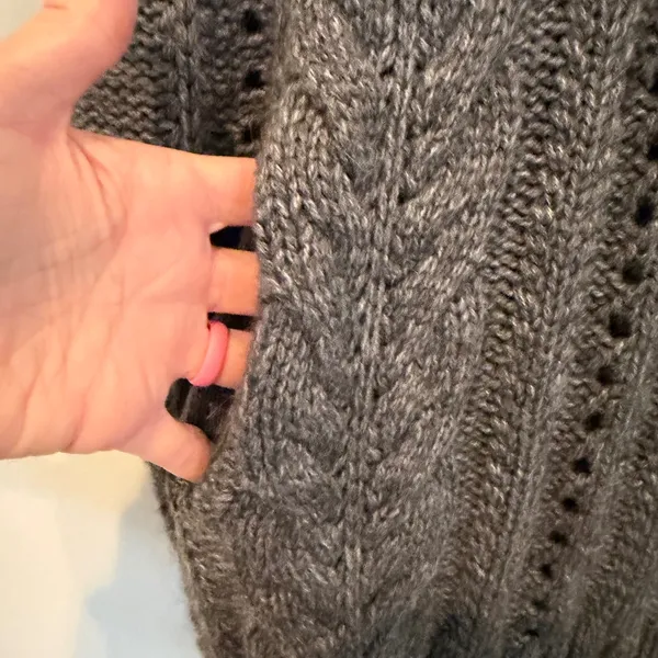 Vince Cable Knit‎ Hooded Wool Alpaca Sweater Women's XS Gray Chunky Boho Hippie - Image 2