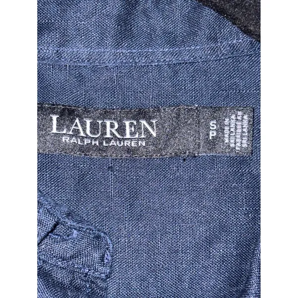 Lauren Ralph Lauren Navy Blue 100% Linen Roll-Tab Button Down Shirt‎ SP - Image 7