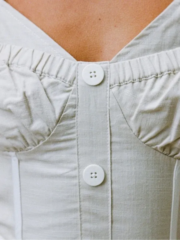 Sabo Skirt Oana Layered Button Front Dress NWT Size Medium, USA 6 Cotton Neutral - Image 2