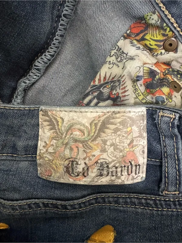 Ed Hardy Blue Flare Jeans with Colorful 'True Love' Embroidery 30 Y2K Grunge - Image 8