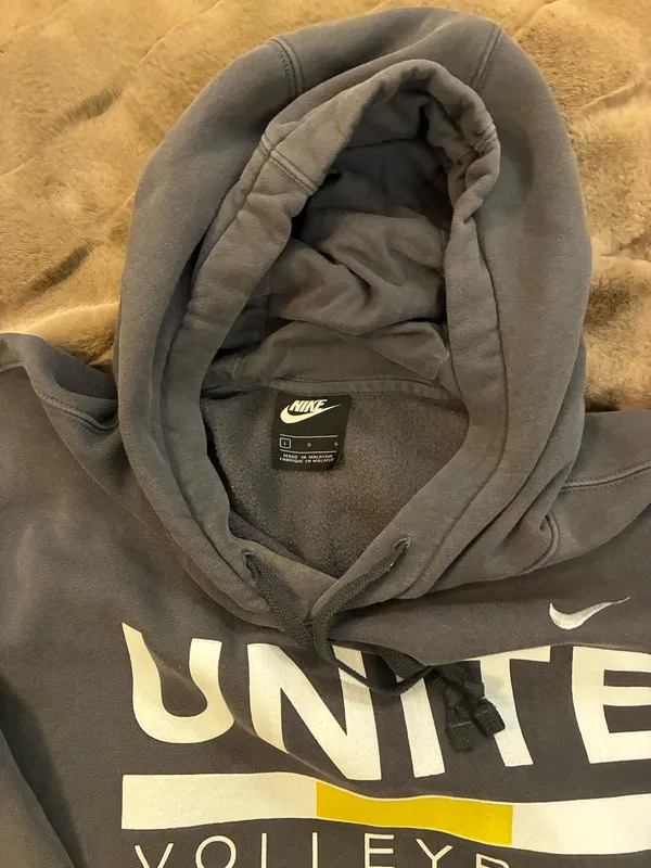 Mens Gray Hooded Nike Sweatshirt Size Large - Image 5