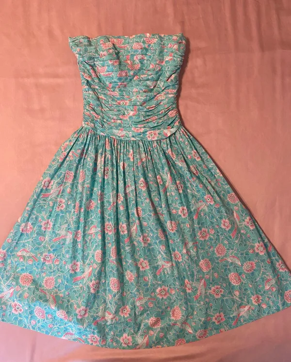 Vintage Strapless Dress Blue Size 2 - Image 7