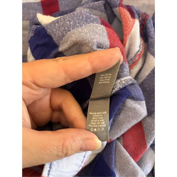 Aerie Plaid Pajama Pants Long Tall Size L Blue Red Plaid - Image 3