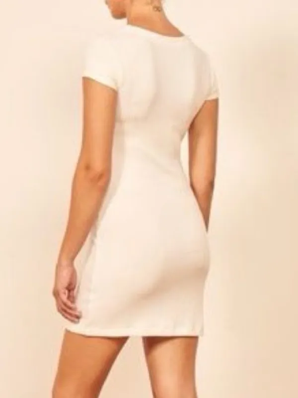 Reformation Ryder Ribbed Mini Dress size Small White $118 - Image 3