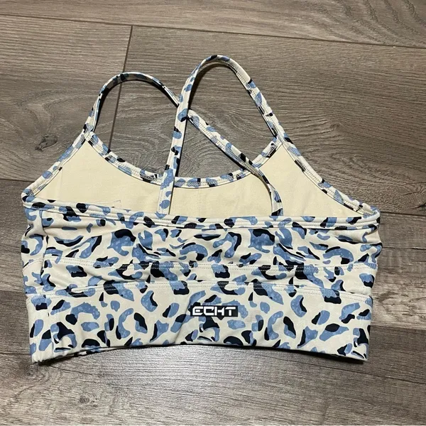ECHT Blue and White Cheetah Print Sports Bra - Image 6
