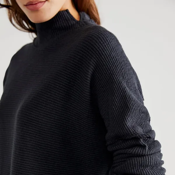 We The‎ Free People Casey Black Ribbed Tunic Sweater - Image 3