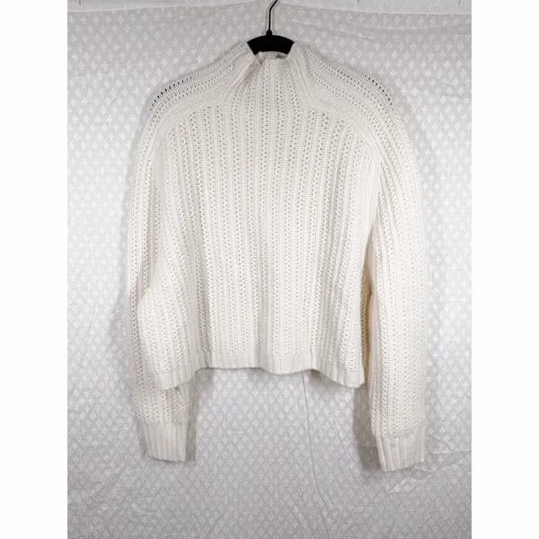 Madewell NWT‎ White Pointelle Mock Neck Merino Wool Sweater - Image 2