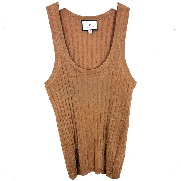 Tuckernuck Ari Knit Tank Top Bronze Brown Metallic Viscose Poly Nylon Medium - Image 3