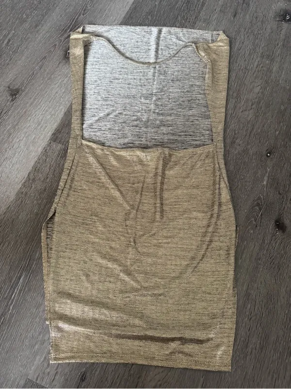 Gold Metallic Backless Halter Dress (S) - Image 3