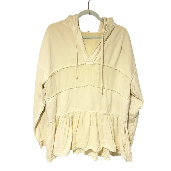 Free People‎ Sail Away With Me Hoodie Pullover Sweatshirt Boho Lagenlook Size XS - Image 2