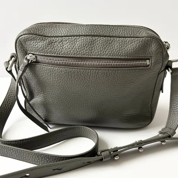 AllSaints Captain Crossbody Bag 100% Cow Leather Grey Small Adjustable Strap - Image 2