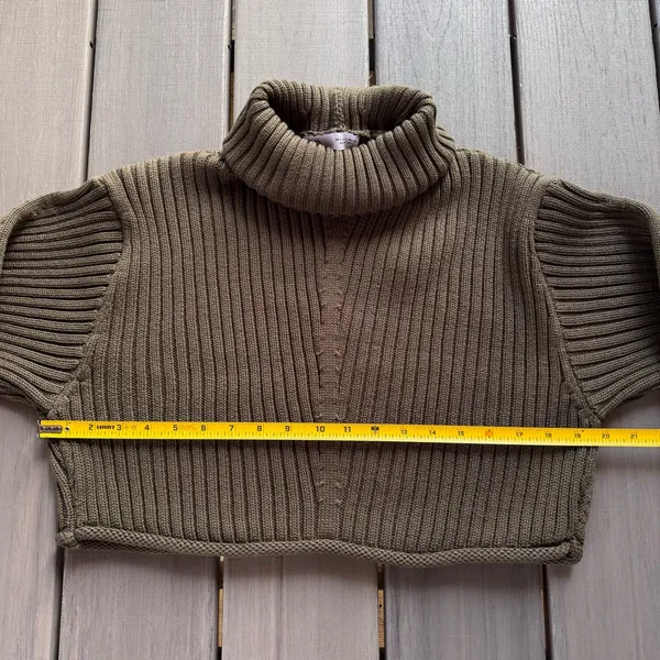 Zara Women’s Ribbed Knit Cropped Cowl Turtleneck 100% Acrylic Sweater Size Small - Image 5