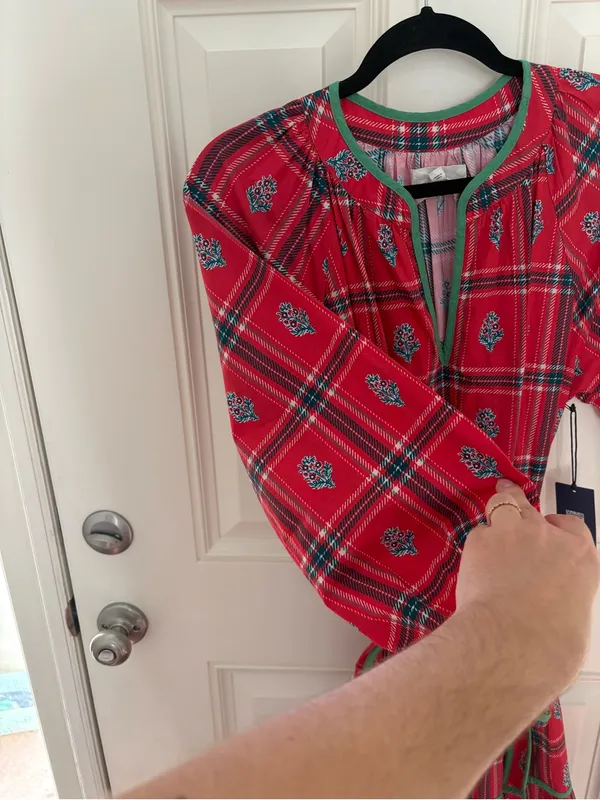 Printfresh Main Street Dress in Nostalgia Plaid Joyful Red Cotton Size Small NWT - Image 9