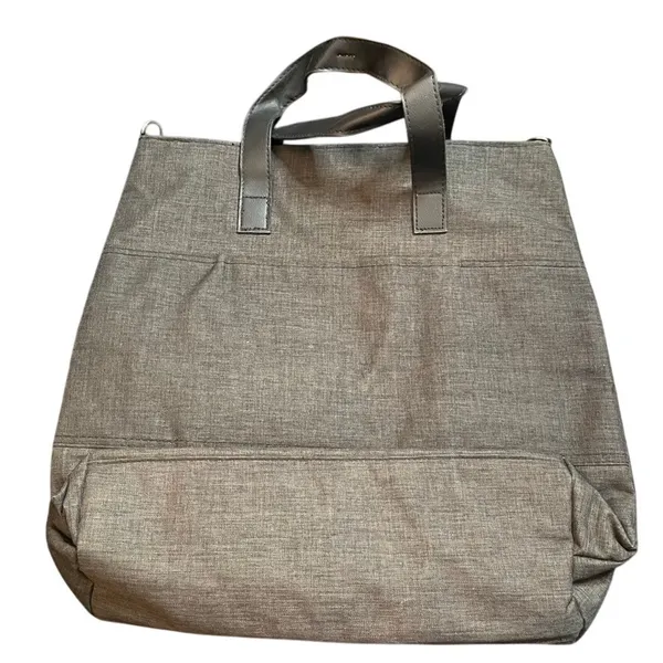 Prestige CRG Charcoal Grey Canvas Tote Bag Faux Leather Trim‎ Work Travel Bag - Image 3