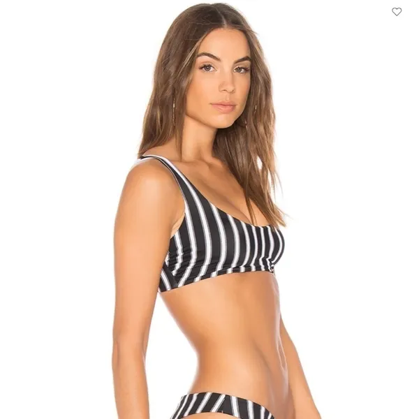 Tori Praver‎ Deja Striped Bikini XS Swimsuit Black White Top - Image 3