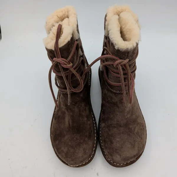 UGG Caspian Shearling 3335 Brown Suede Shearling Lace Up Mid Calf Boots Womens 7 - Image 4