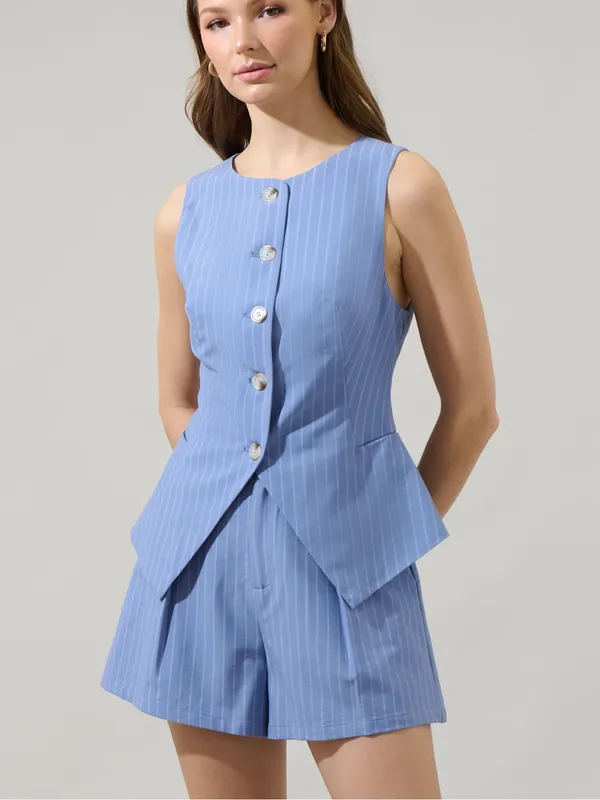 Sugarlips Marbles Striped Button Up Vest Top - Image 5