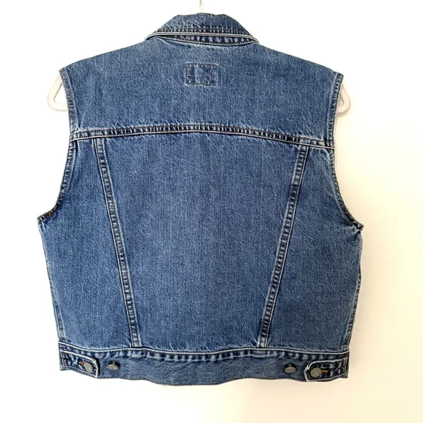 VTG Calvin Klein Denim Cropped Vest USA Made Retro 90s Downtown Indie Jean Top M - Image 3