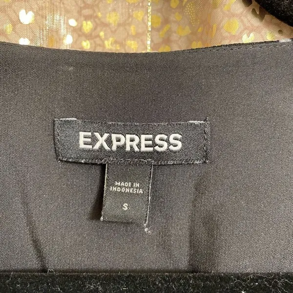 Express Black White Sheer Sleeve Polka‎ Dot Surplice Top Puff Sleeve S - Image 4