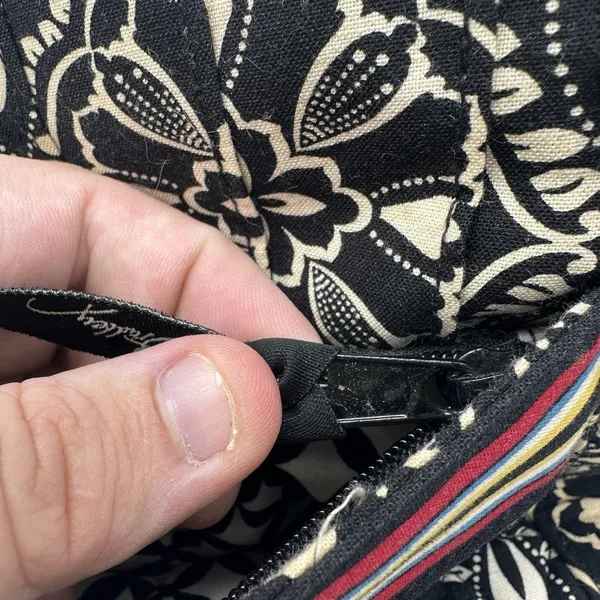 Vera Bradley Black Cream Floral Quilted Shoulder Hobo Bag Multicolor Stripe - Image 15