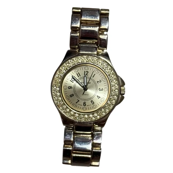 Y2k Scoop NYC Quartz Women's Bracelet Watch Gold Tone Crystal Accents - Image 4