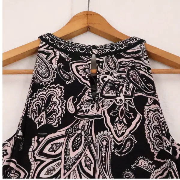 INC Paisley Sleeveless Maxi Dress Womens‎ Size M Black Pink Boho Vacation Resort - Image 5