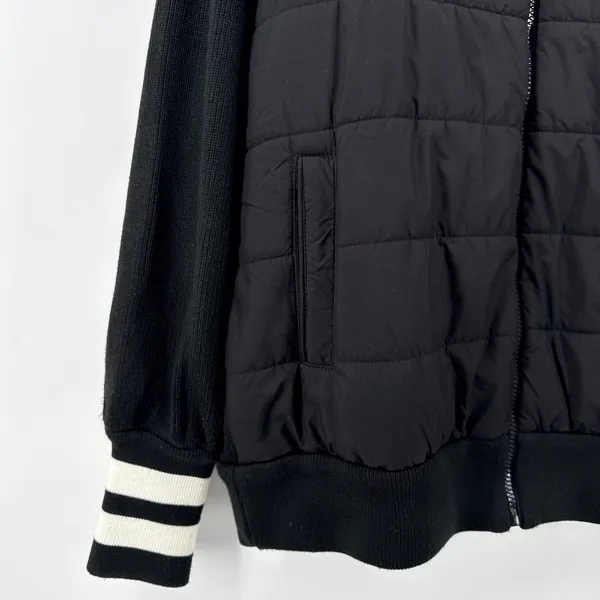 P.J. Salvage Black Quilted Babe Jacket Ribbed‎ Knit Sleeve Varsity Bomber Medium - Image 4