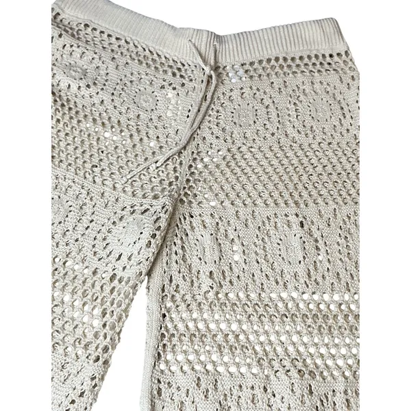Aerie Womens XL Crochet Wide Leg Pants Cream Knit Beach Cover Up 0701-8501 NEW - Image 3