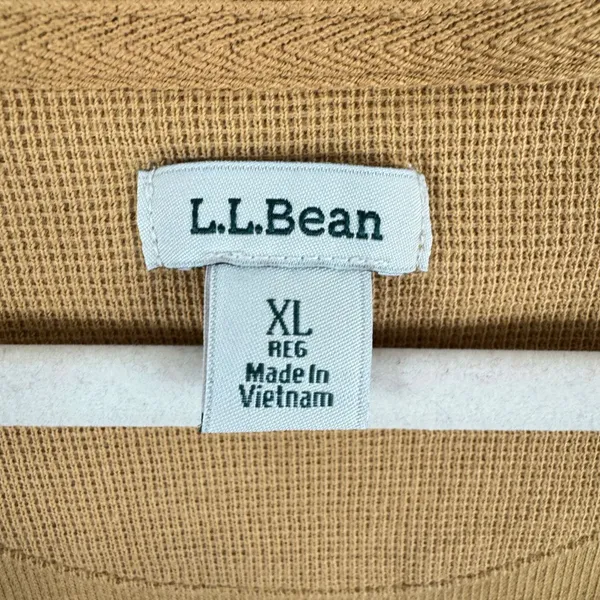LL‎ Bean Womens XL Waffle Knit Henley Top Mustard Tan Cotton Thermal 517795 - Image 5