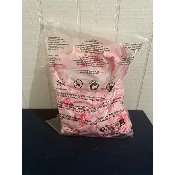 NIB Pink Bow and Heart Print Satin Pajama Set Short Sleeve Button Down Shorts S - Image 9