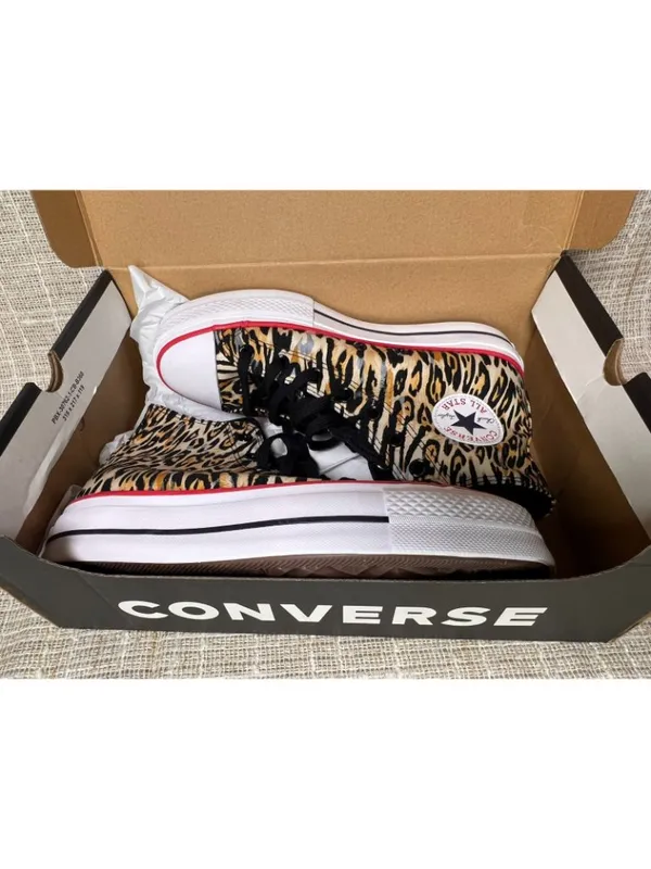 Chuck Taylor CONVERSE All Star Lift Platform Leopard High Top Sneakers US 8.5 - Image 9