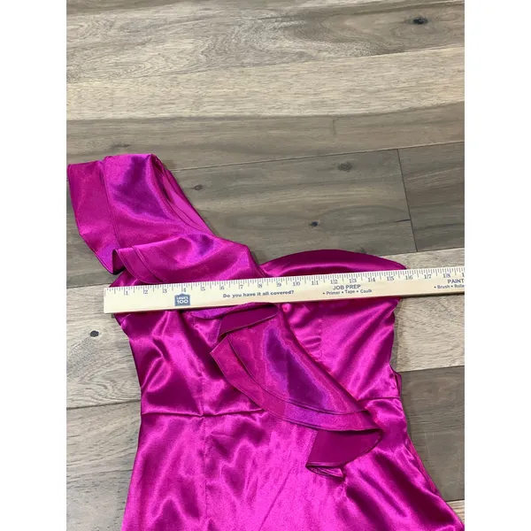 Hailey Logan by Adrianna Papell Satin One Shoulder Ruffle Dress Size M Pink - Image 7