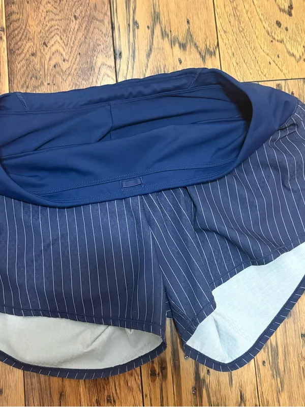 Oiselle Navy Pinstripe Women’s Athletic Shorts - Image 4