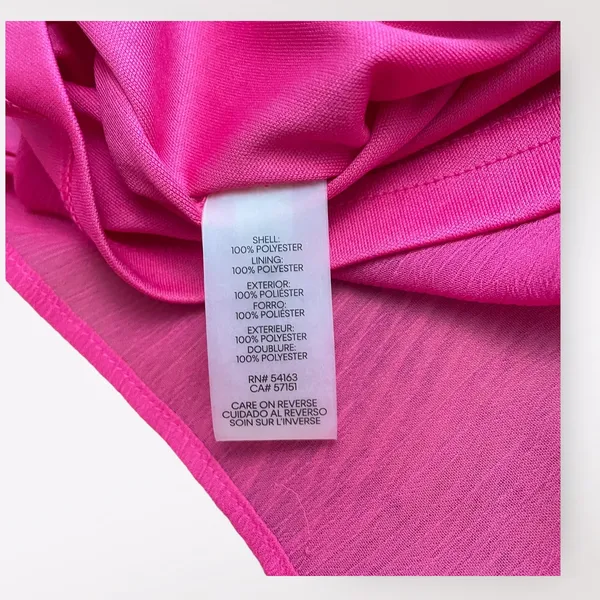 Calvin Klein Pink Pleated Chiffon 3/4 Sleeves V-Neck Short Dress‎ Size 4 - Image 8