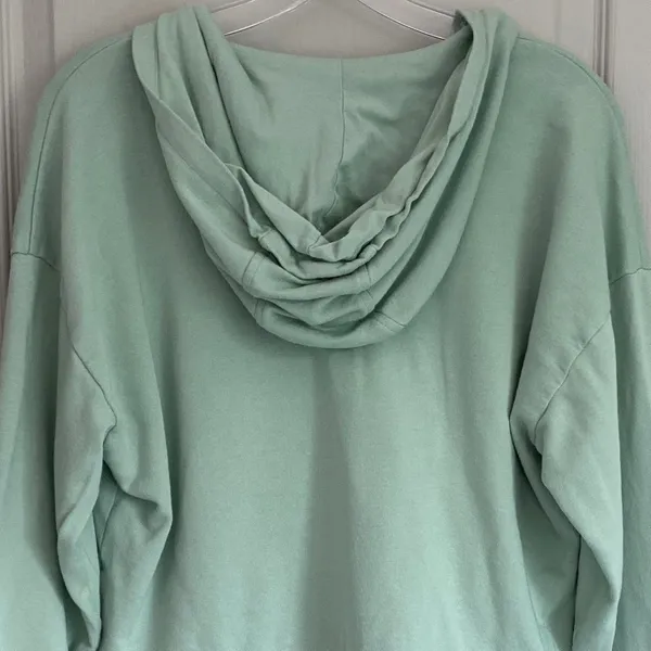 Sweaty Betty Restful After Class Hoodie Sage Green V-Neck Thumbhole Sweatshirt S - Image 10