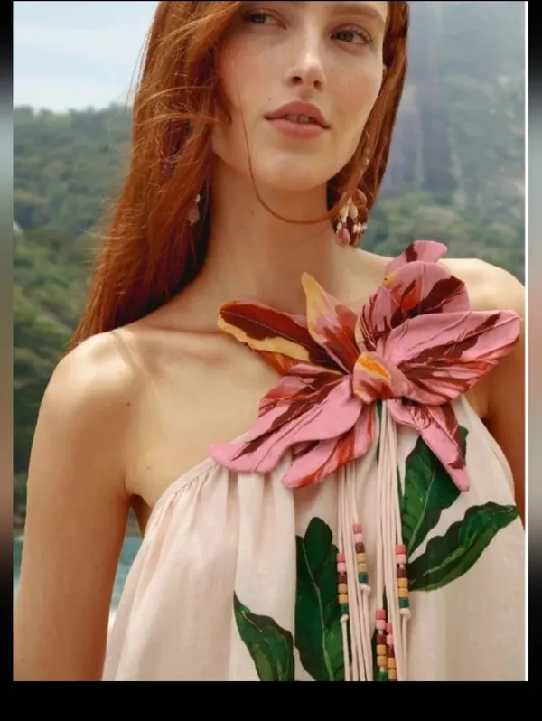 NWT Farm Rio pink garden terrace 3d one-shoulder maxi dress Size Small - Image 2