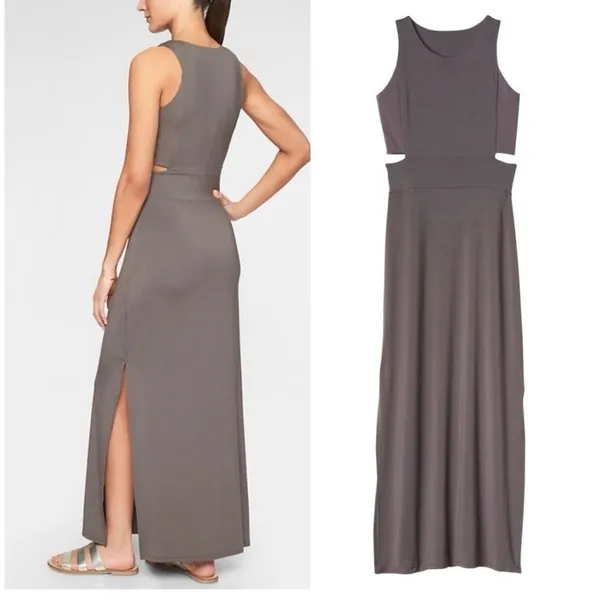 NWT Athleta Side Cut Out Maxi Dress in Silver Bells - Image 3