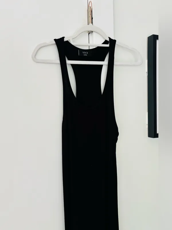 Vici collection Ribbed Racerback Maxi Dress Black size large Bodycon/slinky - Image 4