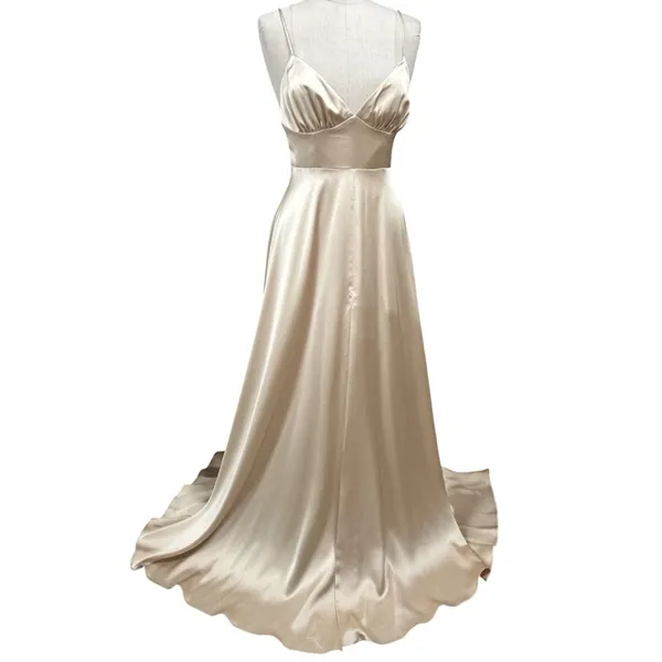 Fame & Partners Stappy Tri Cup Gown Champagne Size 6 Bridal Wedding Guest Prom - Image 5